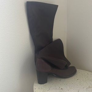 Indigo brand leather brown tall boot—perfect for fall